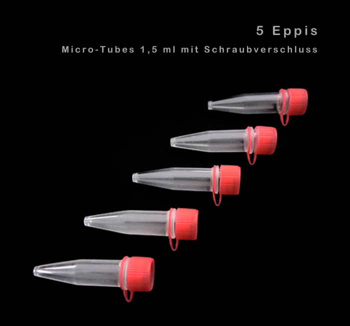 5 Eppis, Micro-Tubes 1,5 ml mit Schraubverschluss