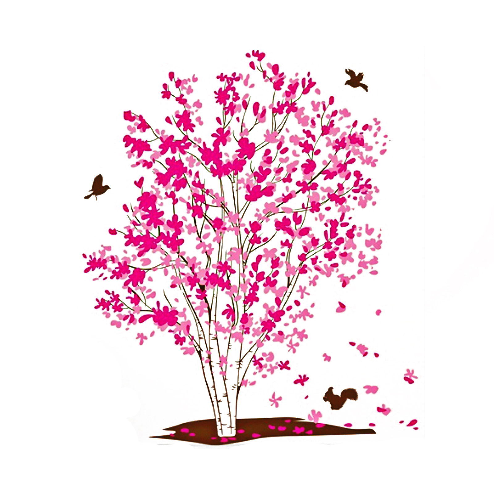 Wandtattoo Pink Baum Wandaufkleber Wandsticker