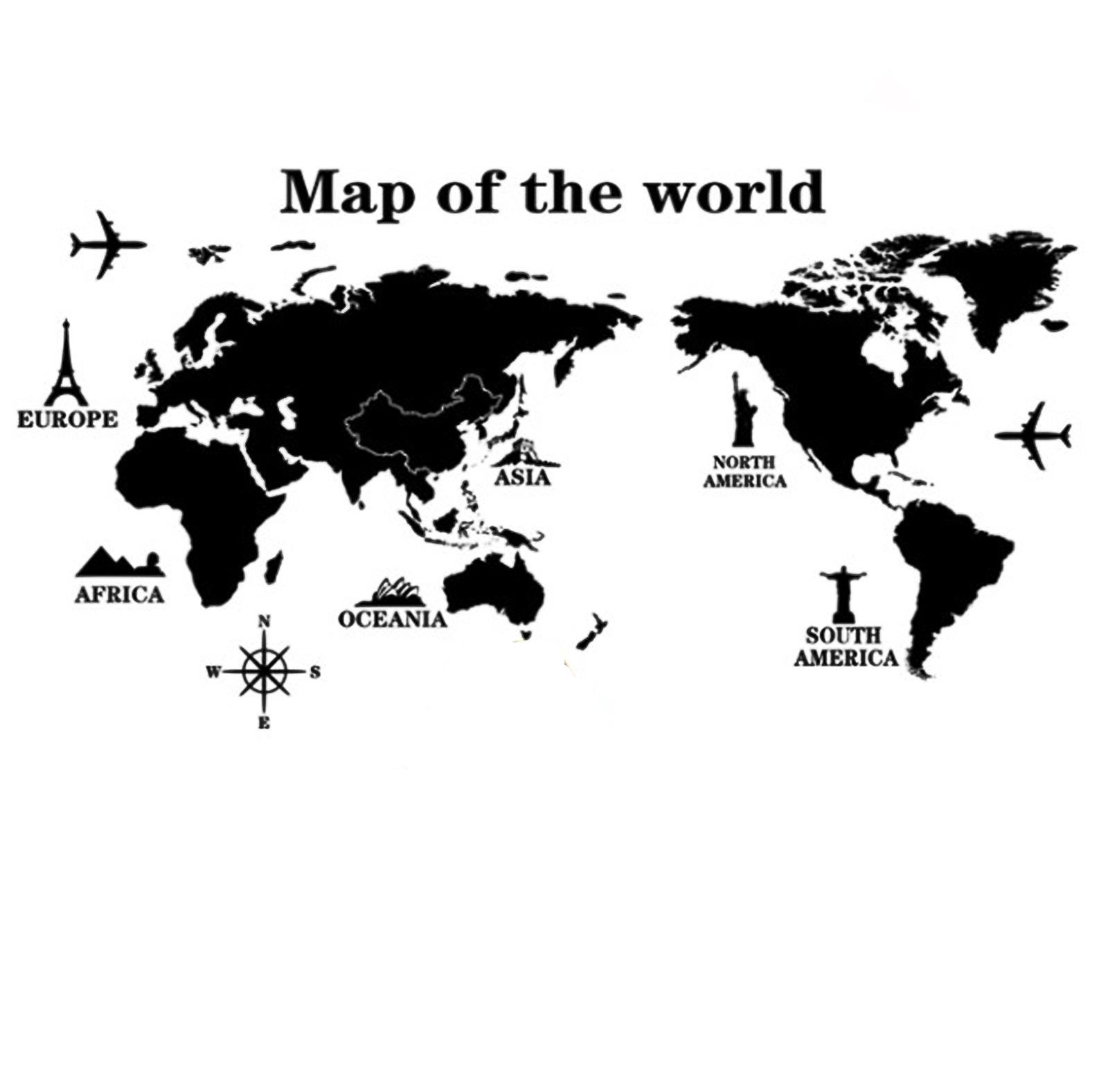 Wandtattoo Weltkarte Wandaufkleber Worldmap Wandsticker