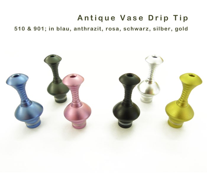 Antique Vase Aluminium Drip Tip f�r 510 und 901