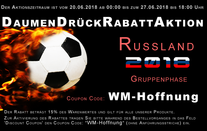 WM Rabattaktion 'Deutschland siegt'WM Gruppenphase - Daumen-Drück-Rabatt-Aktion WM Rabattaktion 'Deutschland siegt'WM Gruppenphase - Daumen-Drück-Rabatt-Aktion